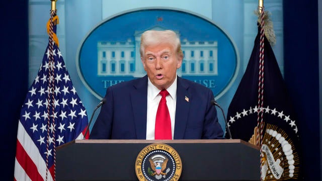 President Trump speaks during a news conference in the Roosevelt Room of the White House on January 21, 2025 in Washington, DC. 