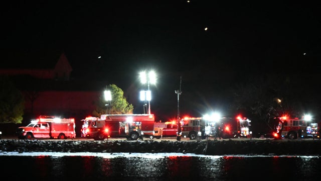 Emergency vehicles at a the South Capitol Street Heliport on We 
