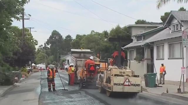 Oakland Department of Public Works street repair crew 