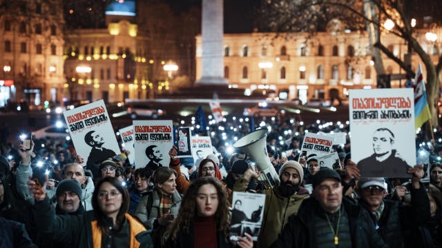 Thousands Of Demonstrators Block Traffic In Tbilisi 