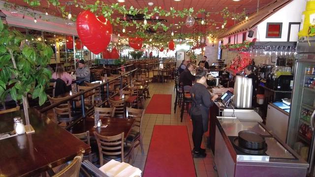 The interior of the restaurant La Pupusa Loca in West New York, New Jersey 