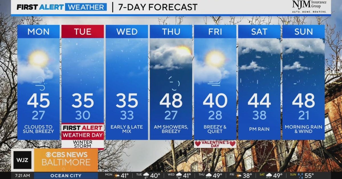 Accumulating snow begins Tuesday afternoon in Maryland - CBS Baltimore
