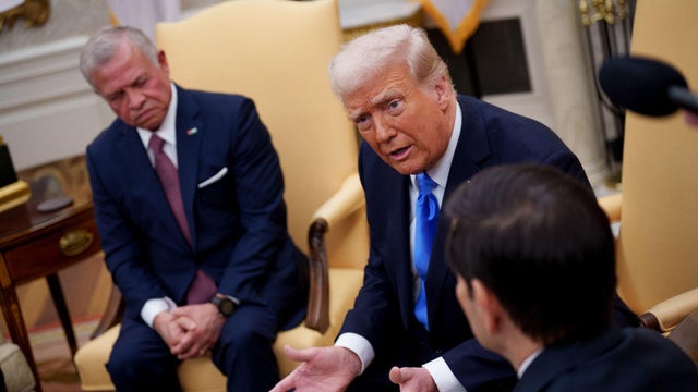 President Trump speaks during an executive order signing in the Oval Office of the White House in Washington, D.C., on Monday, Feb. 10, 2025.