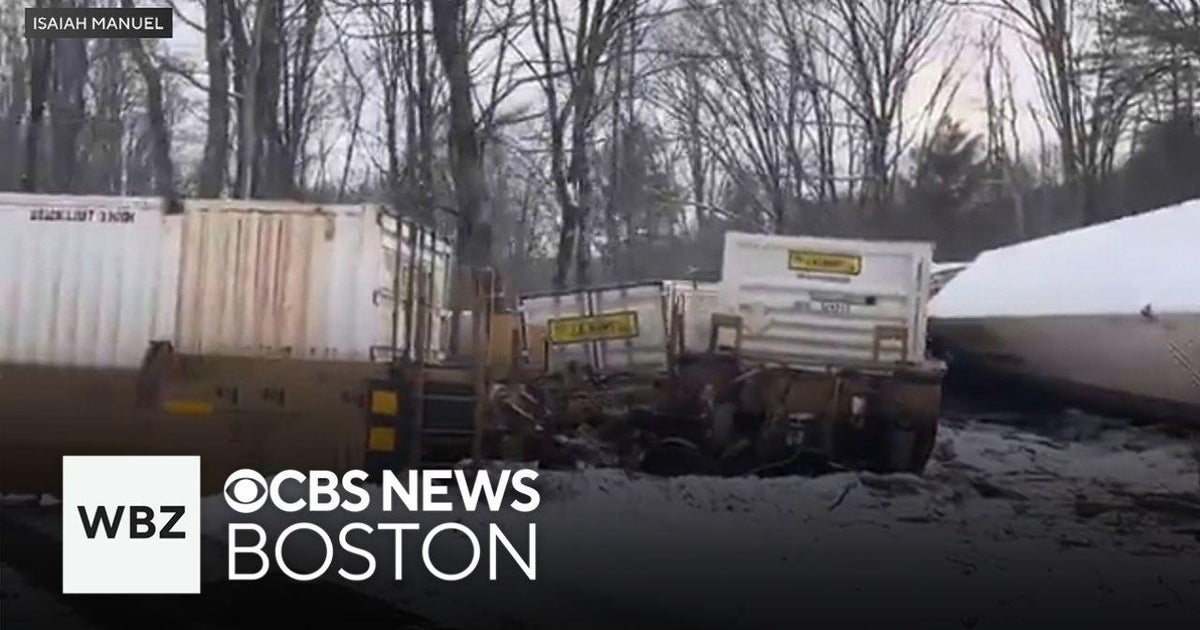 Freight train derails in Massachusetts - CBS Boston