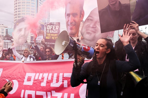 Demonstration demanding the immediate return of hostages who were kidnapped during the deadly October 7, 2023 attack on Israel by Hamas, in Tel Aviv
