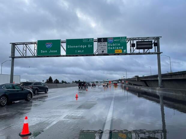 Dublin Pleasanton flooding on Interstate Highway 680 