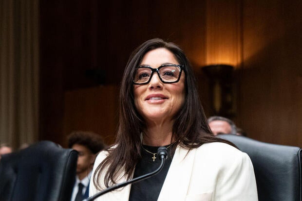 GOP Rep. Lori Chavez-DeRemer of Oregon takes her seat for her confirmation hearing to be secretary of labor in the Dirksen Senate Office Building on Feb. 19, 2025. 