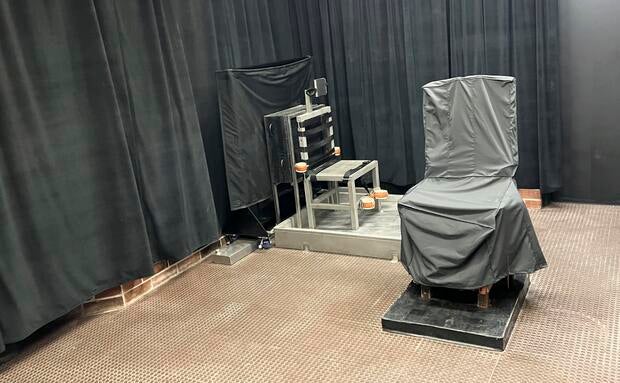 South Carolina's death chamber in Columbia, S.C., including the electric chair, right, and a firing squad chair, left. 