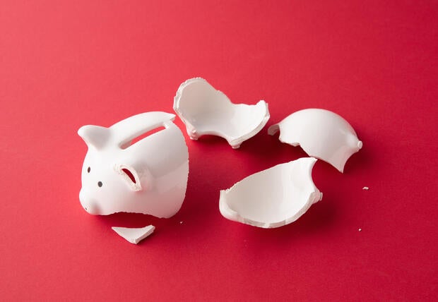 Piggy bank in pieces 