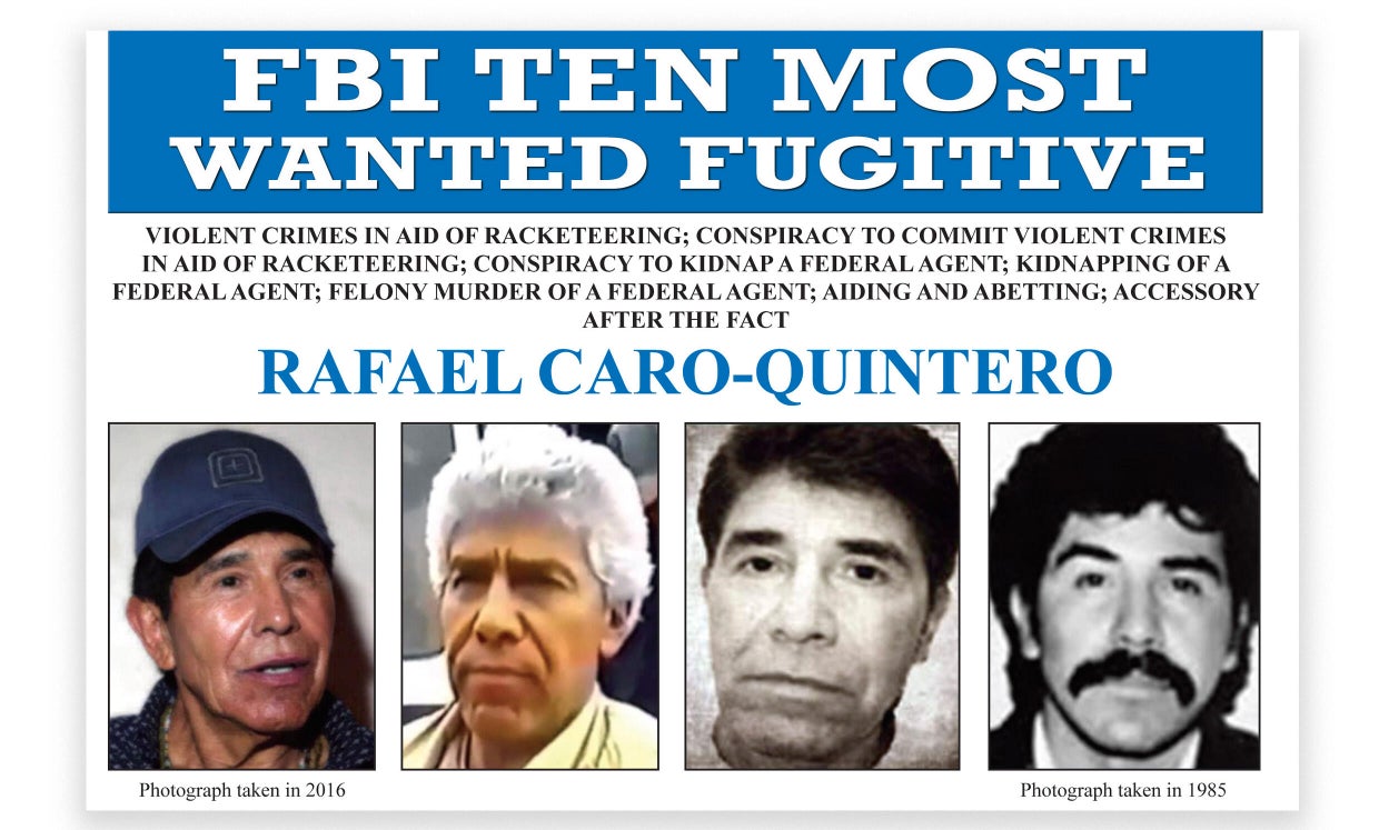 FBI wanted poster for Rafael Caro Quintero 