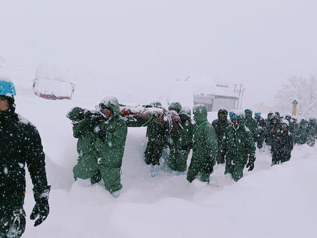 Still image of what the Indian Army says is a rescue operation after an avalanche near Mana village, in a location given as Garhwal Sector, Uttarakhand state 