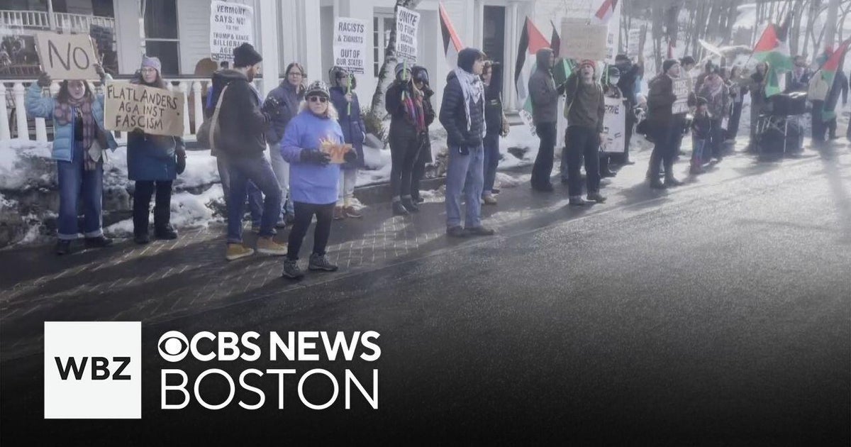 Vermont residents protest as Vice President JD Vance visits state for ski trip - CBS Boston