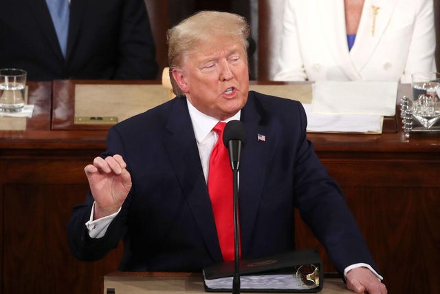 President Trump delivers the State of the Union address in the House chamber on Feb. 4, 2020, in Washington, D.C. 