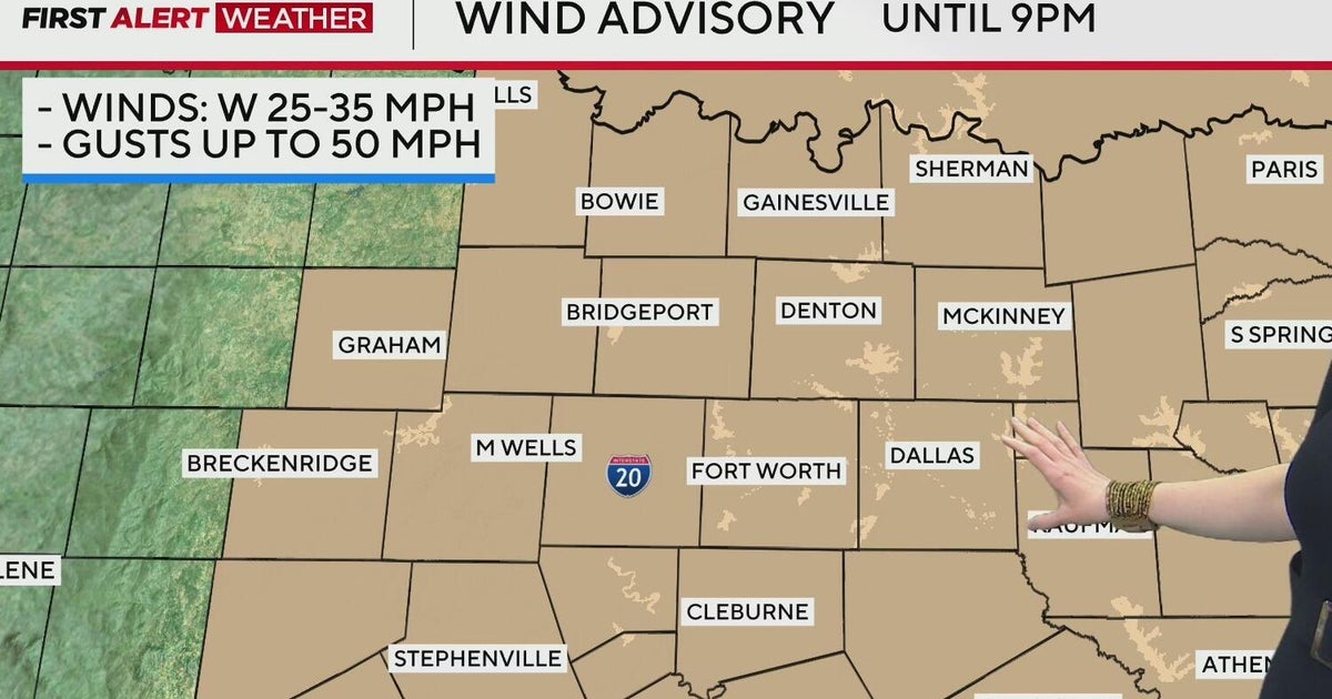 Most of North Texas under wind advisory until 9 p.m. Tuesday - CBS Texas