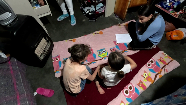 The room where Eduardo Medina, his wife Joanna Cortes and their three children have been staying in Ciudad Juárez. 