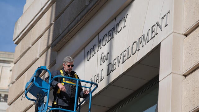 USAID Signage Is Covered Up At Their Washington Headquarters 