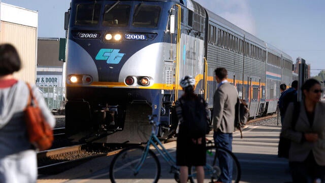 A Capitol Corridor train headed westbound pulls into the Amtrak station in Berkeley, Calif. on Thursday, May 10, 2018. Improvements to the Capitol Corridor's infrastructure would be upgraded if voters approve Regional Measure 3 which would raise area brid 