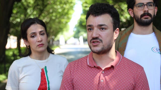 New encampment at Columbia: Pro-Palestinian protesters at Columbia University hold a press briefing 