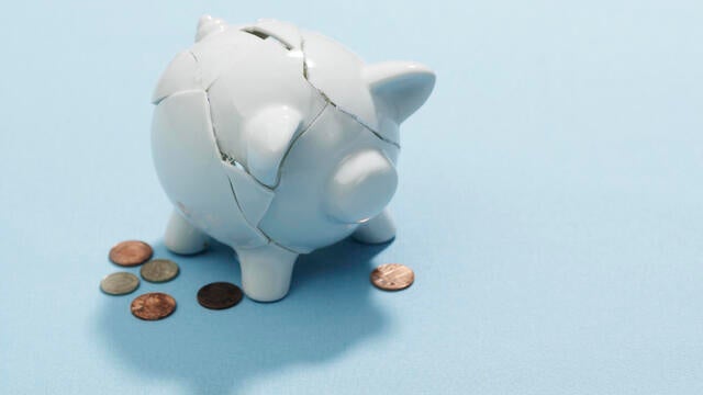 A broken piggy bank 