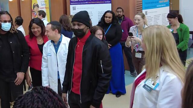 Sebastien Beauzile and doctors at Cohen Children's Medical Center 