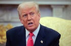 President Trump answers questions while meeting with Irish Taoiseach Micheál Martin in the Oval Office at the White House in Washington, D.C., on March 12, 2025. 