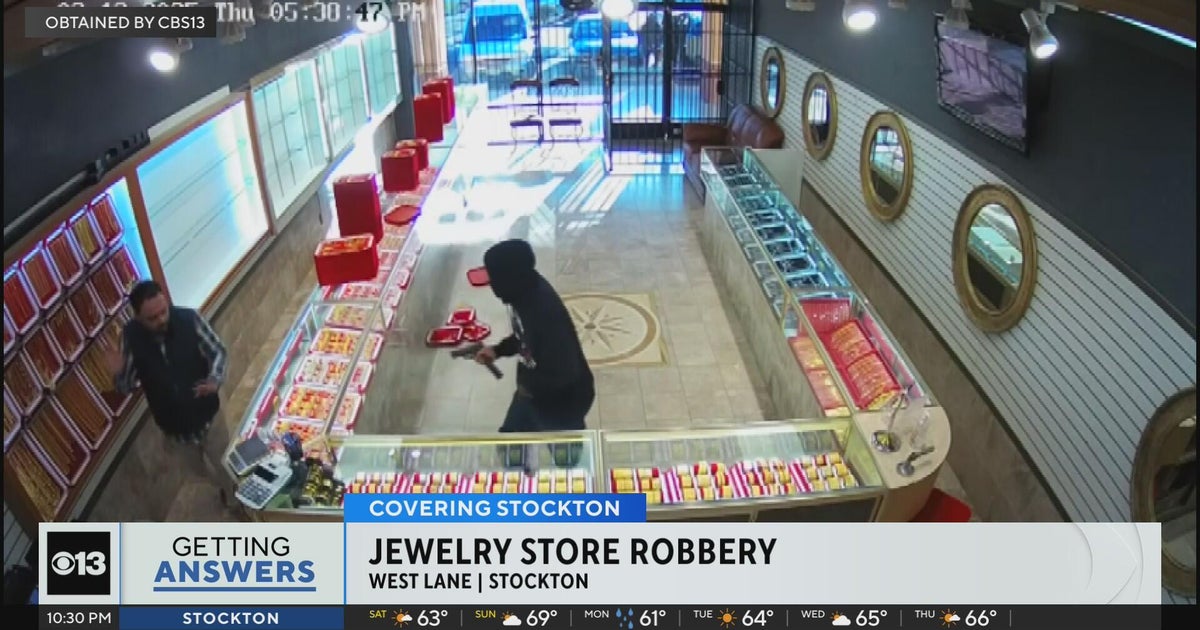 Surveillance footage shows jewelry store robbery in Stockton - CBS ...