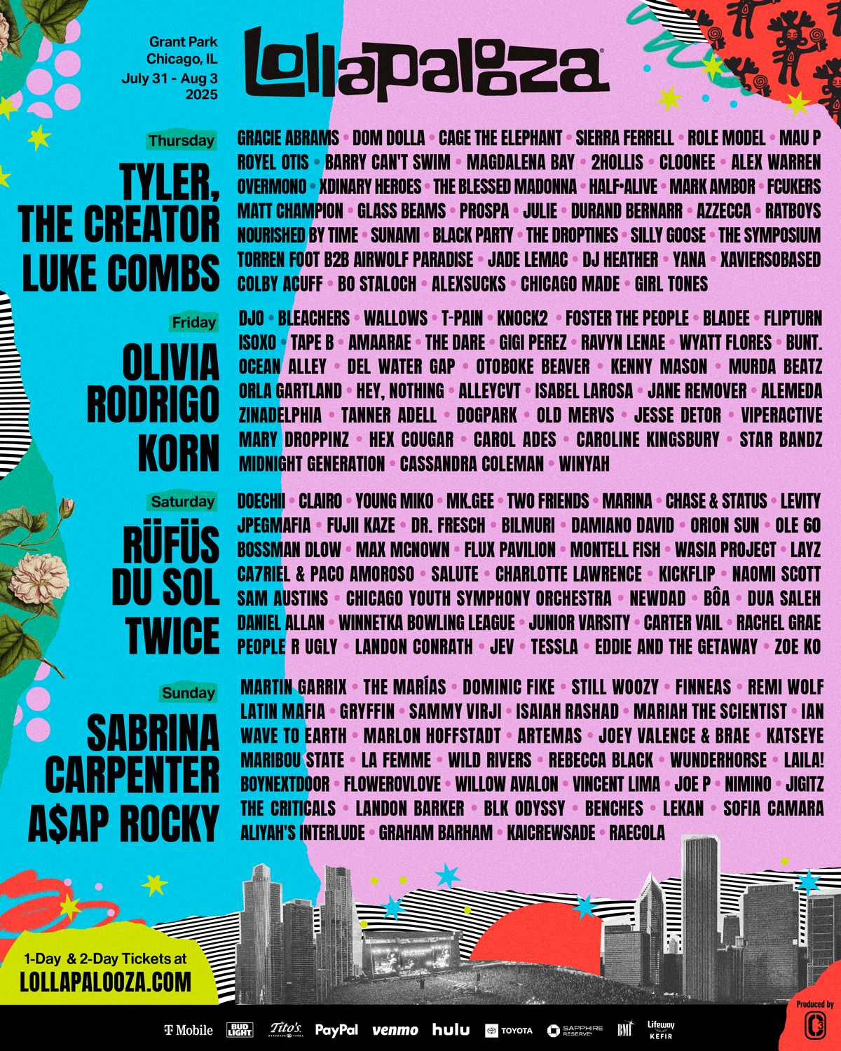 Lollapalooza 2025 daily lineup 