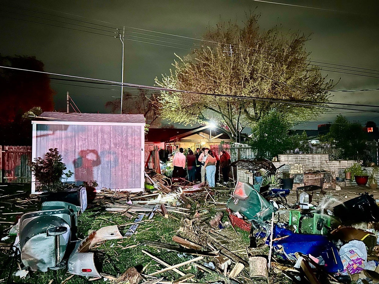 Car crashes, overturns into backyard of North Highlands home - CBS ...