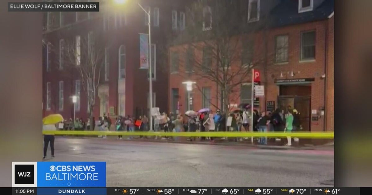Protesters rally in Baltimore against Project 2025 leader's visit - CBS ...