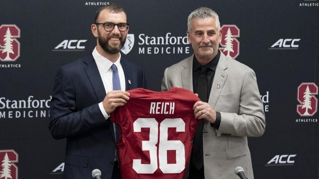 Stanford Football General Manager Andrew Luck and interim head coach Frank Reich