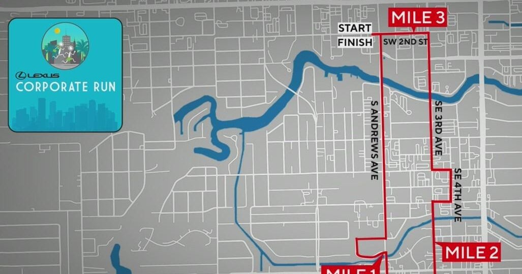 Road closures in Downtown Fort Lauderdale due to Lexus Corporate Run