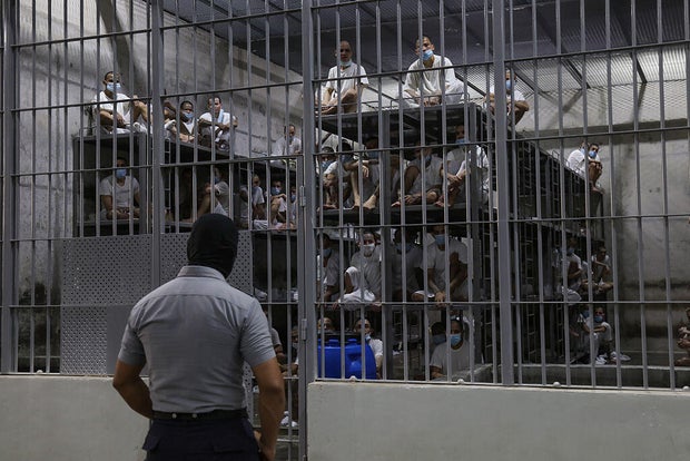 Gang members at the Terrorism Confinement Center (Cecot) in El Salvador 