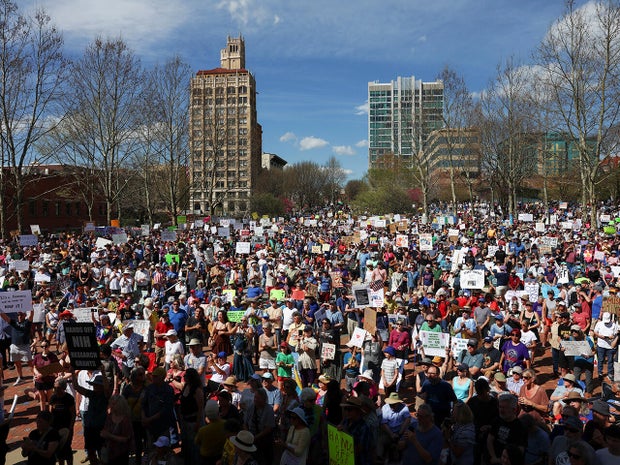 Anti-Trump 'Hands Off!' protest, in Asheville 