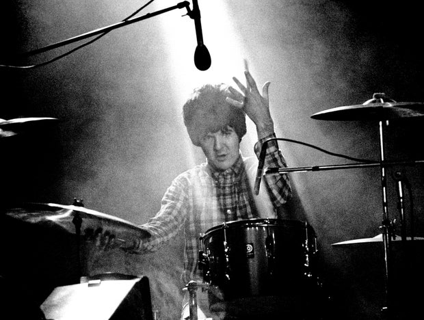 Clem Burke of Blondie plays the drums during the recording of a pop promo for their single "Picture This" at Isleworth Studios in London on Aug. 21, 1978, for Chrysalis Records. 