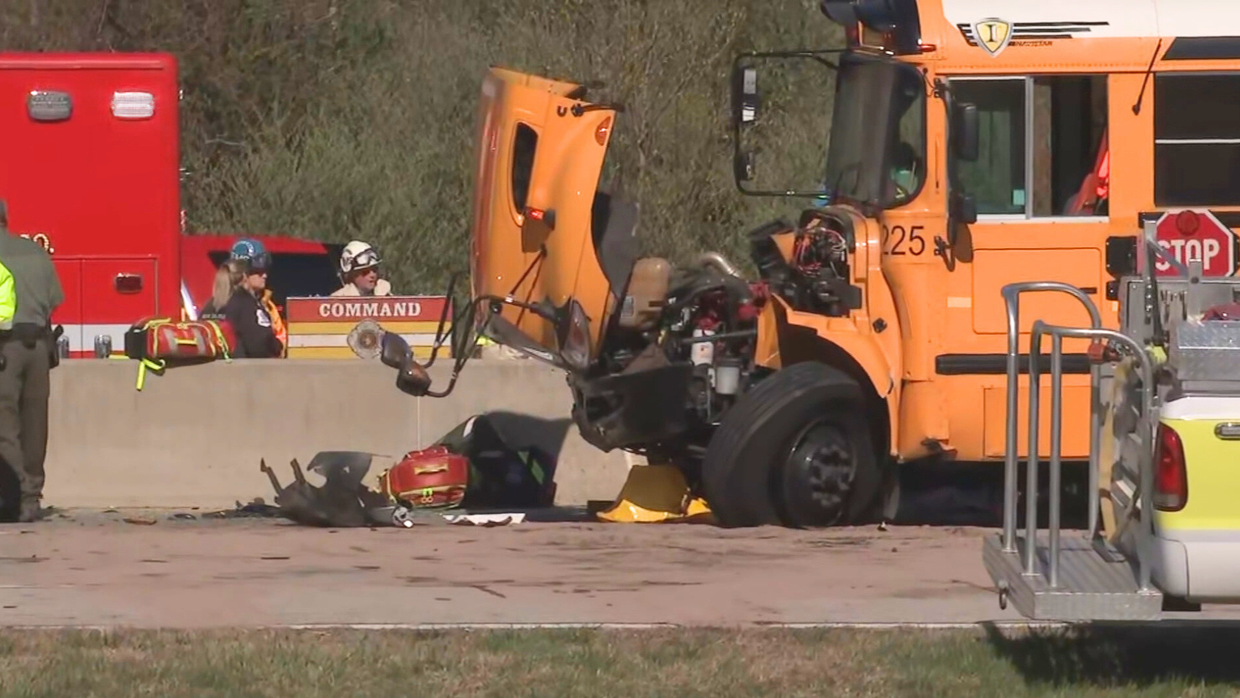 School bus damaged in crash in New Castle County, Delaware 