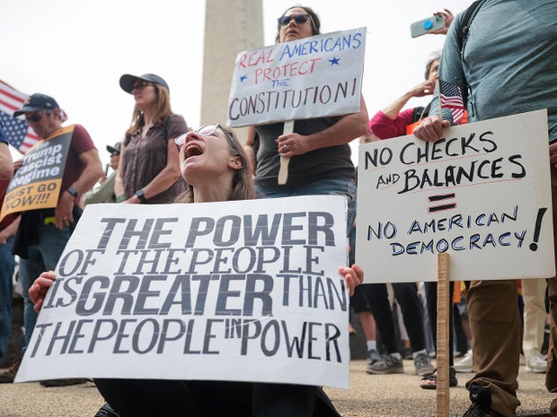 Protesters Gather In Cities Nationwide To Denounce The Trump Administration 