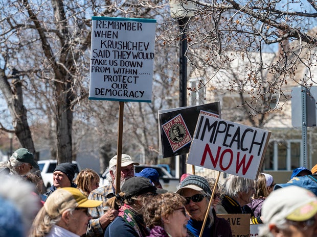 Protesters Gather In Cities Nationwide To Denounce The Trump Administration 