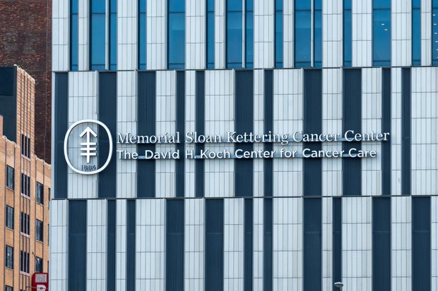 Memorial Sloan Kettering Cancer Center- David H. Koch Center on the building in New York City, New York, USA 