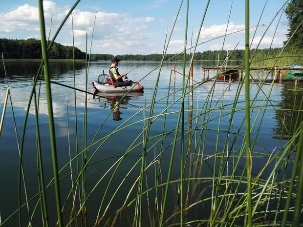 Angler with Belly Boat 
