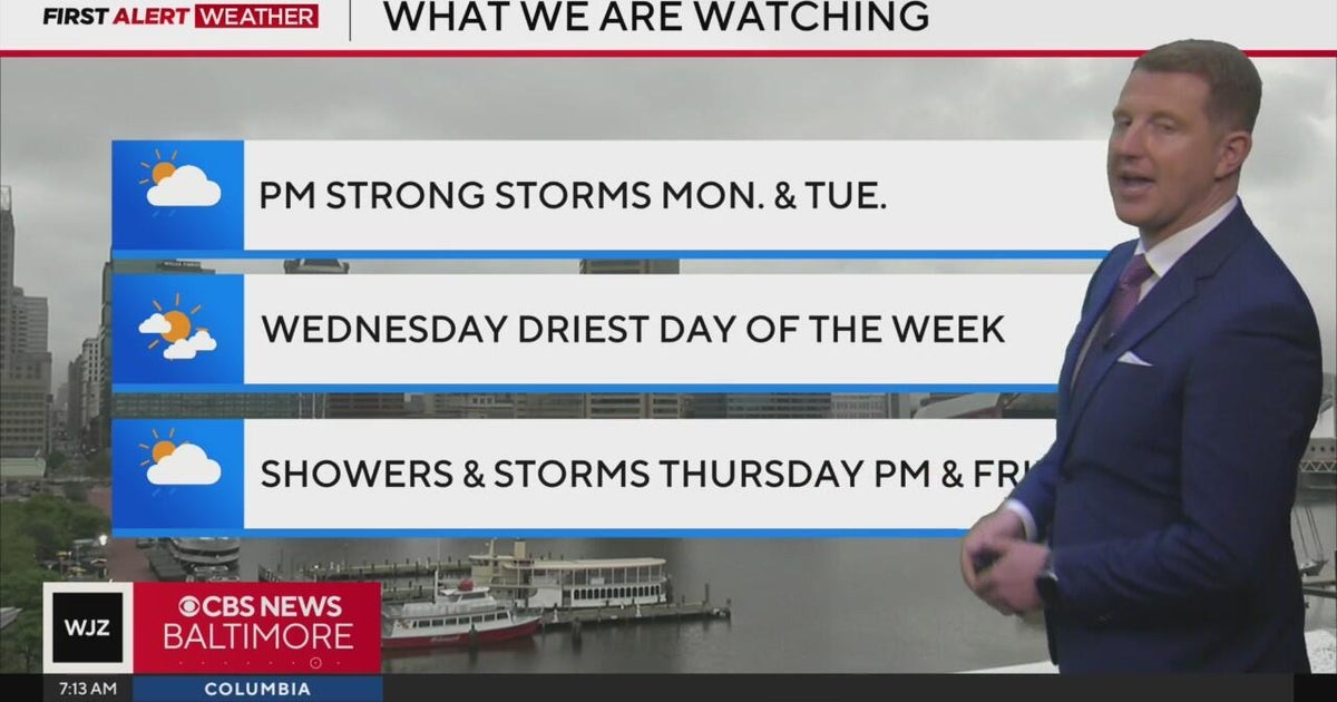 Afternoon storms to impact Maryland Monday and Tuesday - CBS Baltimore