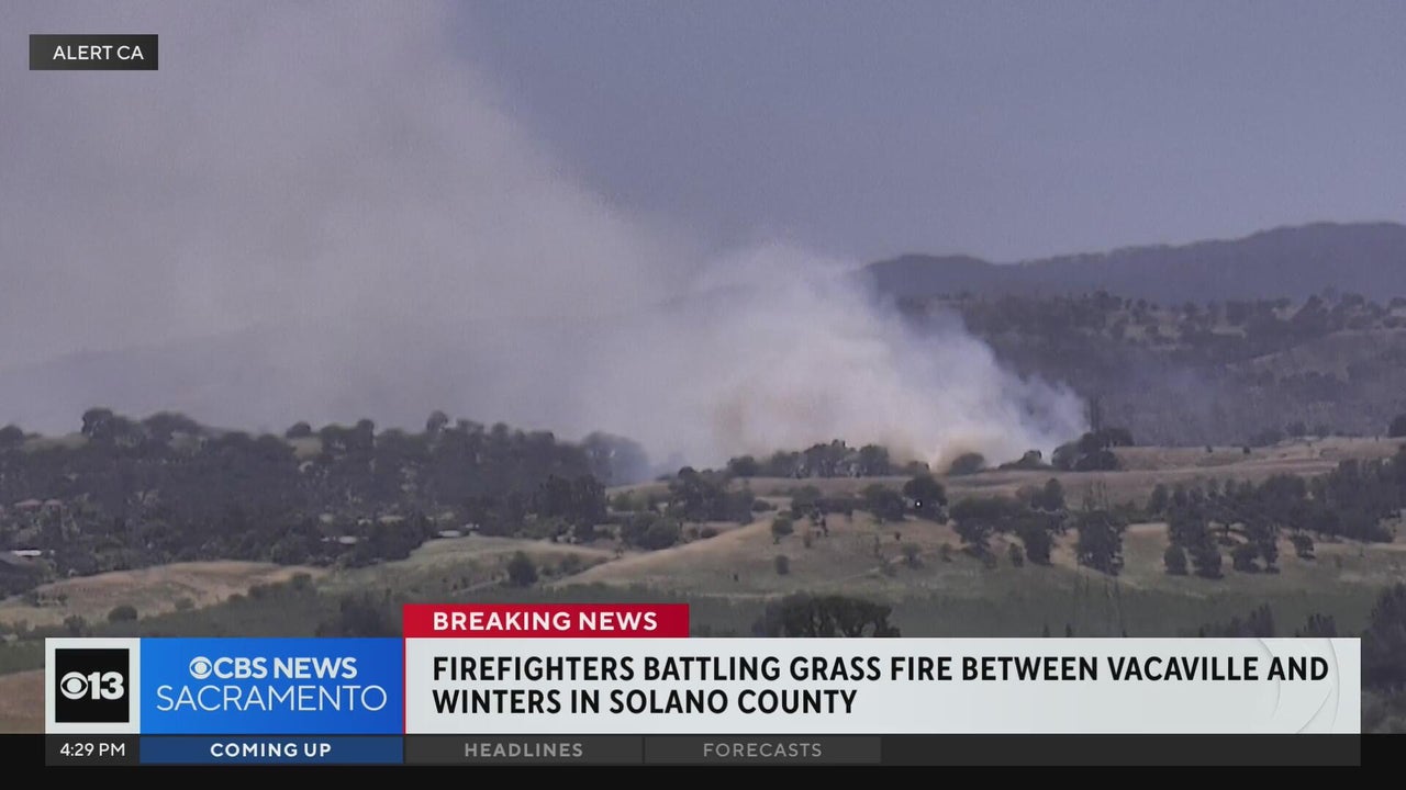 Crews stop forward progress of grass fire between Vacaville and Winters