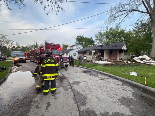 Authorities respond to house explosion in Westland, Michigan