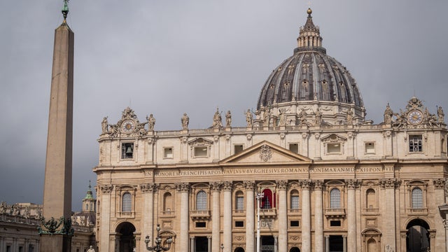 General view of St. Peter's Square with the crane for 