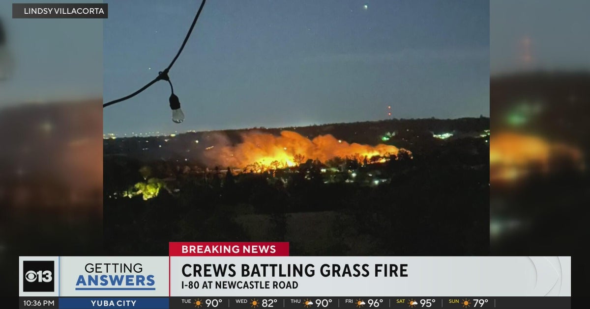 Crews battle grass fire along Interstate 80 in Newcastle