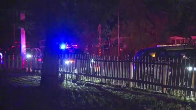 Police car with bright lights and siren 