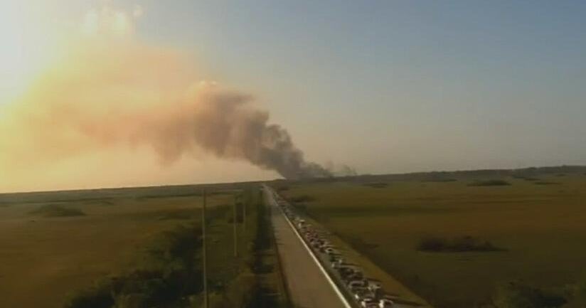 All roads out of the Florida Keys are closed due to brush fire