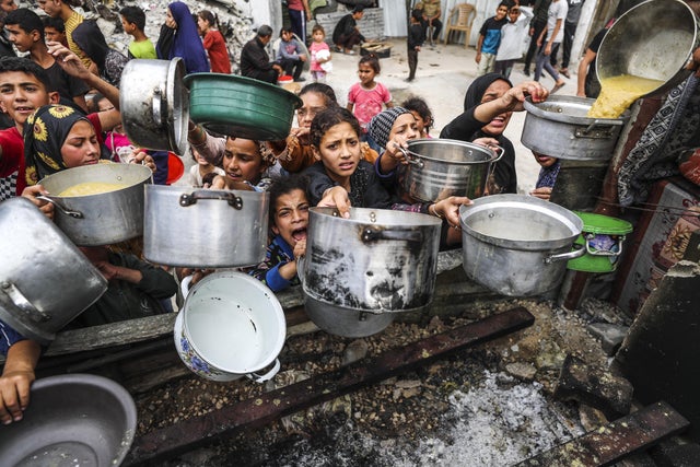 Food distributed to Palestinians in Gaza under Israeli attacks 