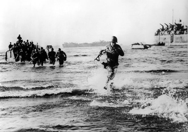 American forces come to the beach in Italy during World War II 