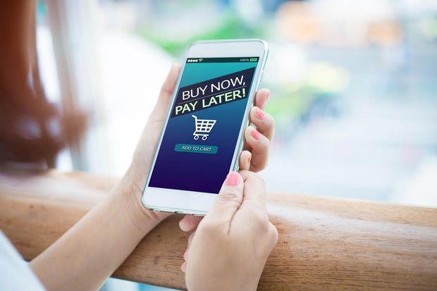 BNPL Buy now pay later online shopping concept. 