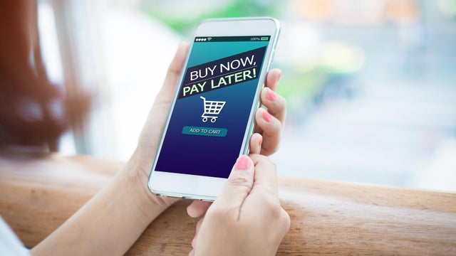 BNPL Buy now pay later online shopping concept. 